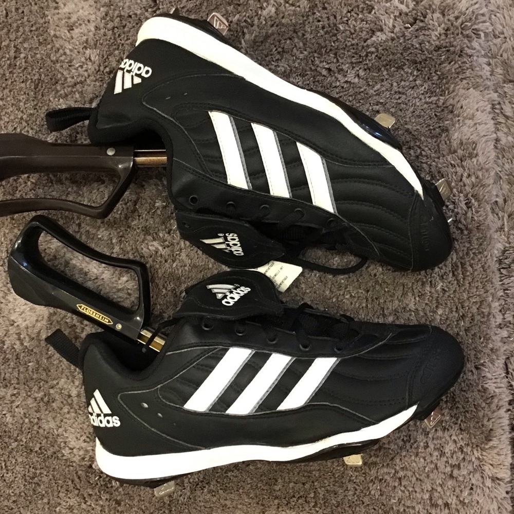 Adidas Baseball Cleat NWT Spinner III Black & White Athletic Shoe SZ 7 - Picture 7 of 15
